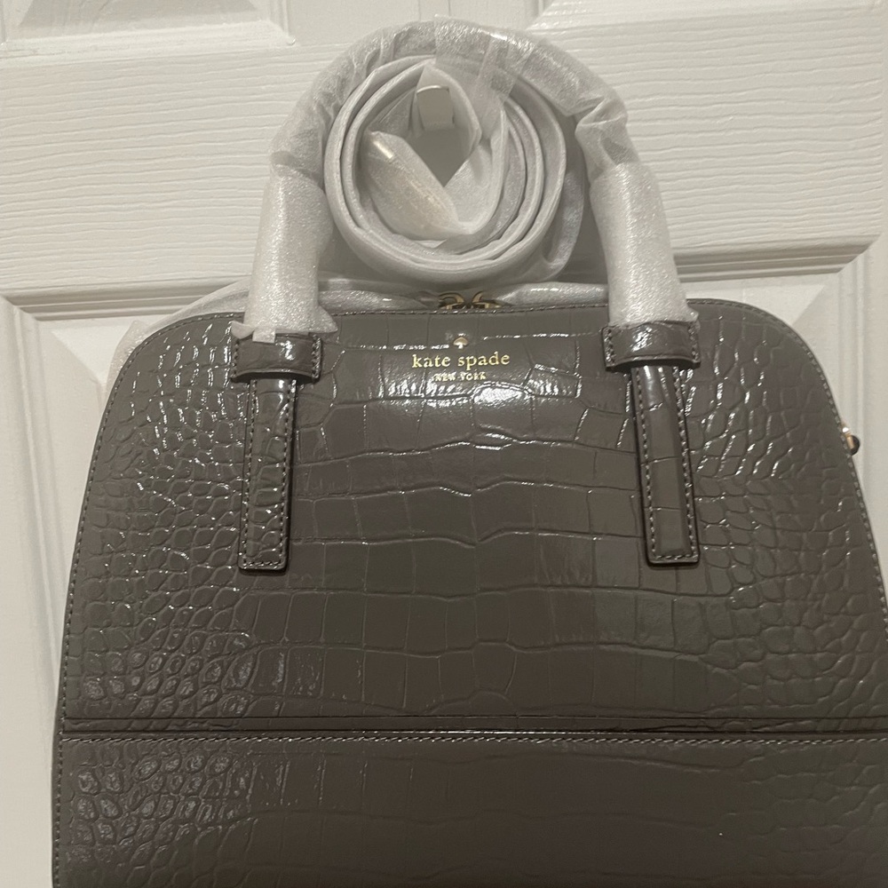 Kate Spade Small Felix Gray Croc-Embossed Women's Bag